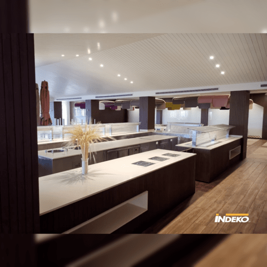 Indeko hotel buffet production solid surfaces.